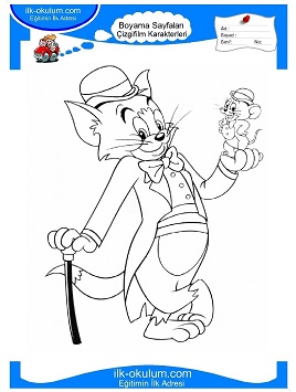 Çocuklar İçin Tom ve Jerry Boyama Sayfaları 